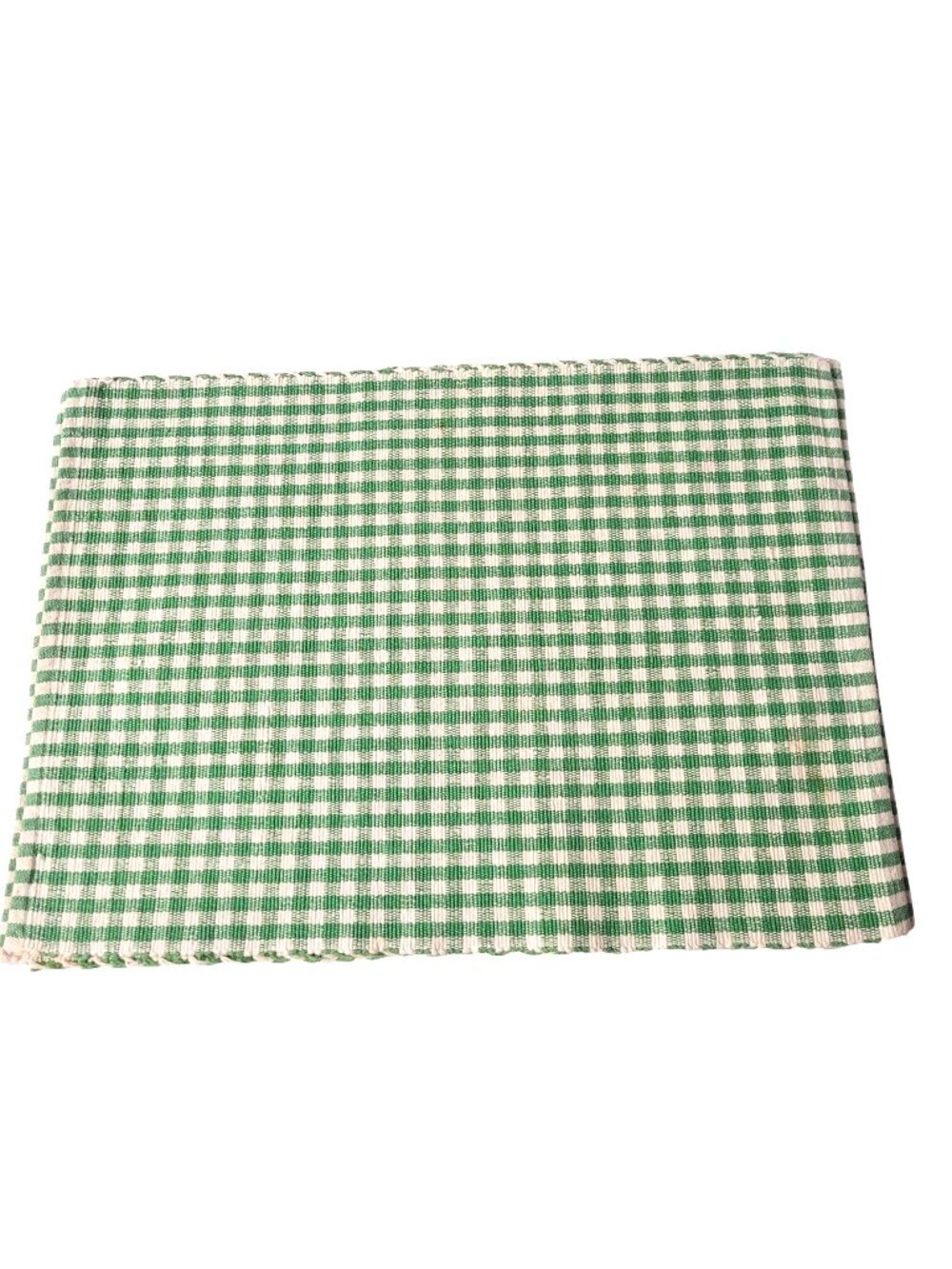 Green & White Gingham Placemats Set 4 Woven Cotton Blend Farmhouse Country